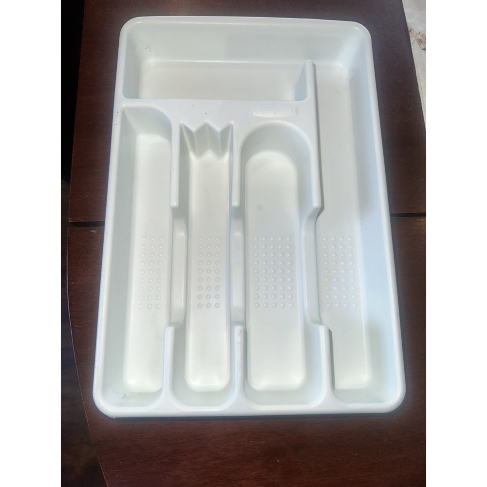 Rubbermaid 5 Slot Silverware Cutlery Utensil Organizer Tray In Drawer White 2919